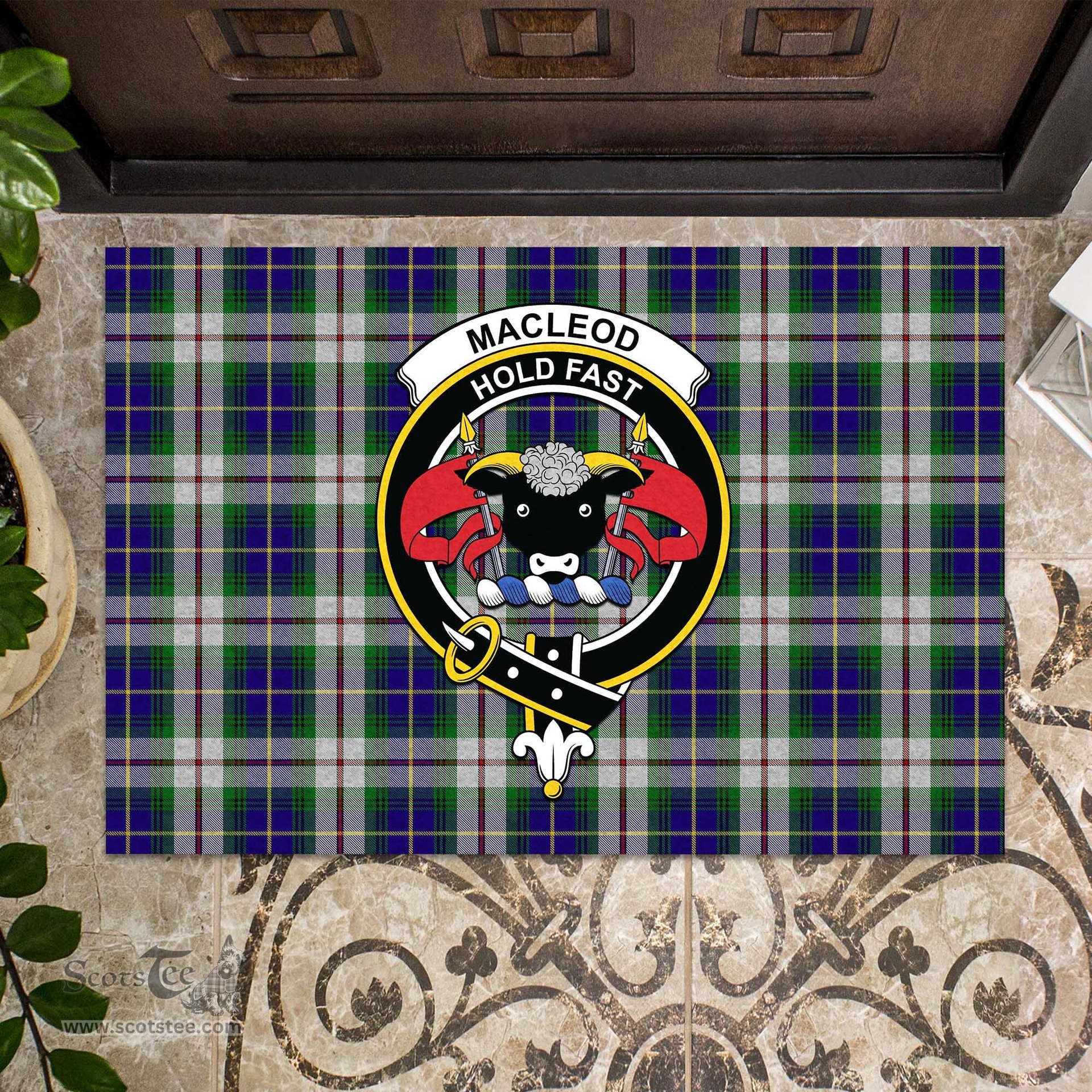 ScotsTee Shop Scottish MacLeod Of Californian Clan Tartan Doormat Rubber Welcome Mat