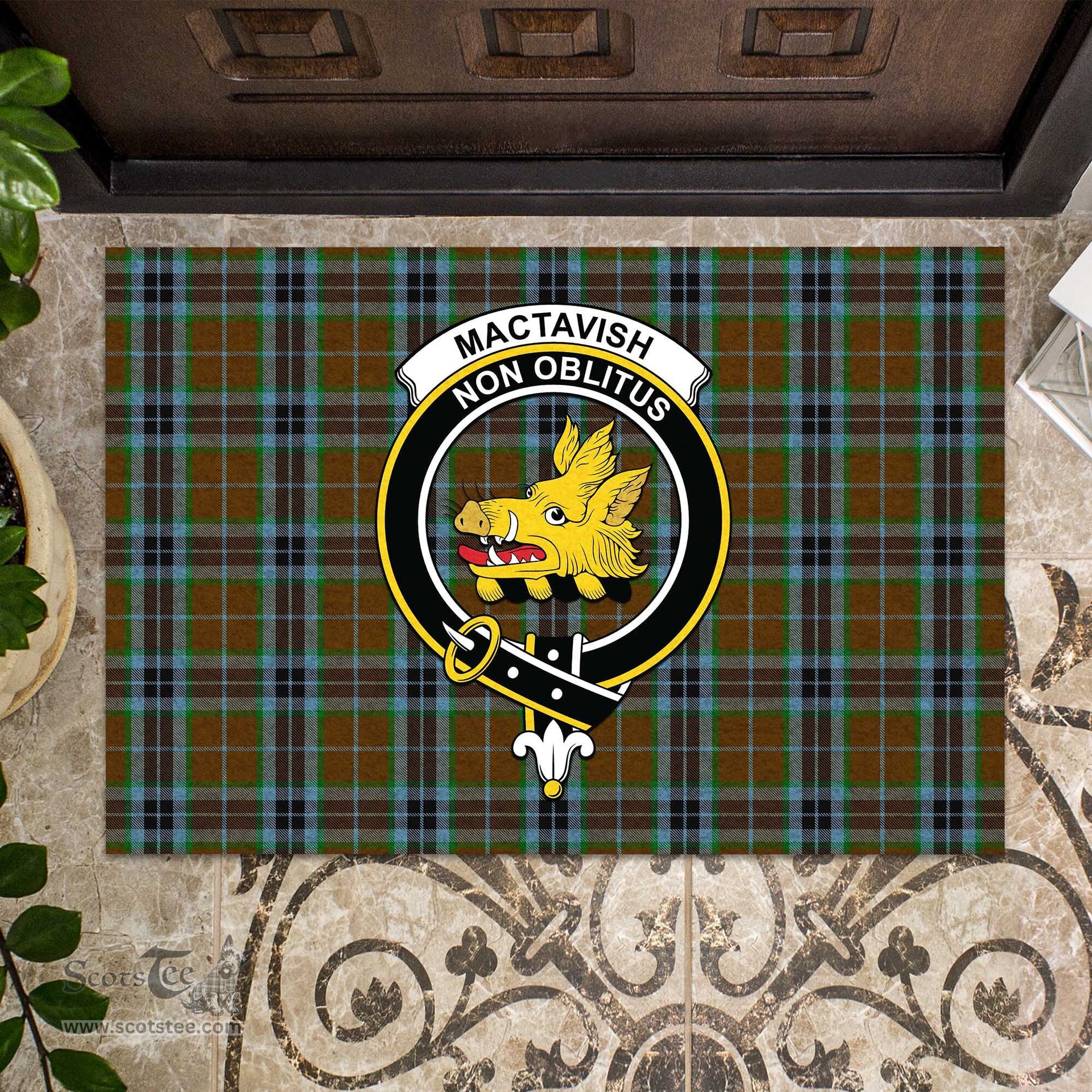 ScotsTee Shop Scottish MacTavish Hunting Clan Tartan Doormat Rubber Welcome Mat