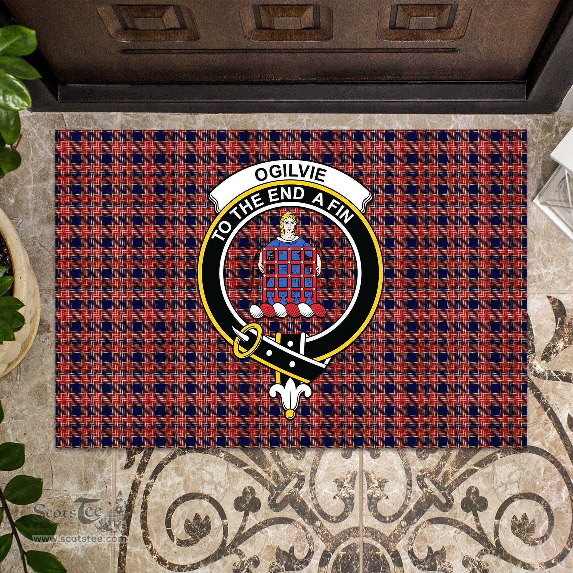 ScotsTee Shop Scottish Ogilvie (Ogilvy) Clan Tartan Doormat Rubber Welcome Mat