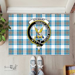 ScotsTee Shop Scottish Stewart Muted Blue Clan Tartan Doormat Rubber Welcome Mat