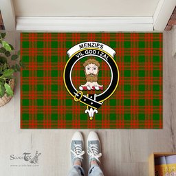 ScotsTee Shop Scottish Menzies Green Modern Clan Tartan Doormat Rubber Welcome Mat