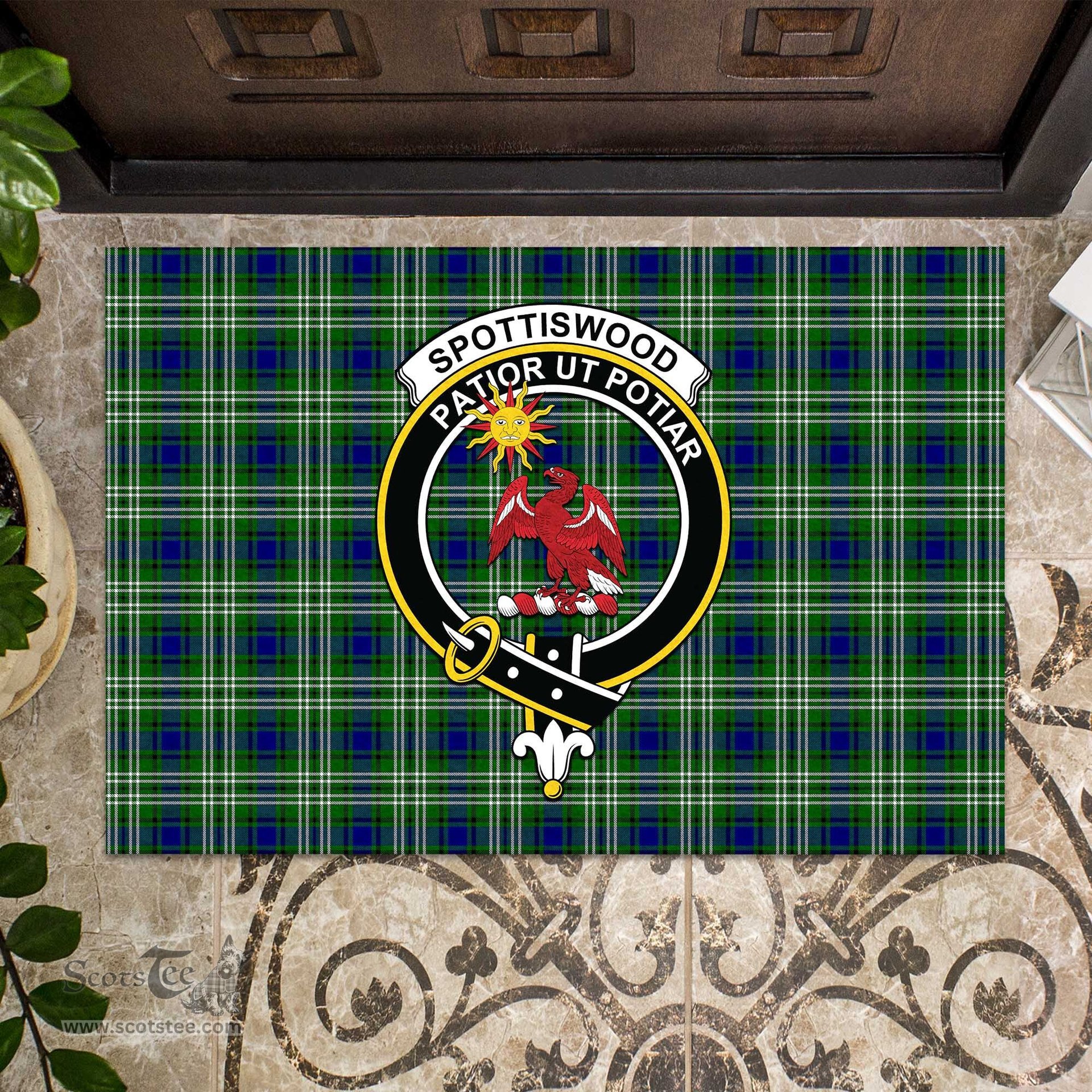 ScotsTee Shop Scottish Spottiswood Clan Tartan Doormat Rubber Welcome Mat