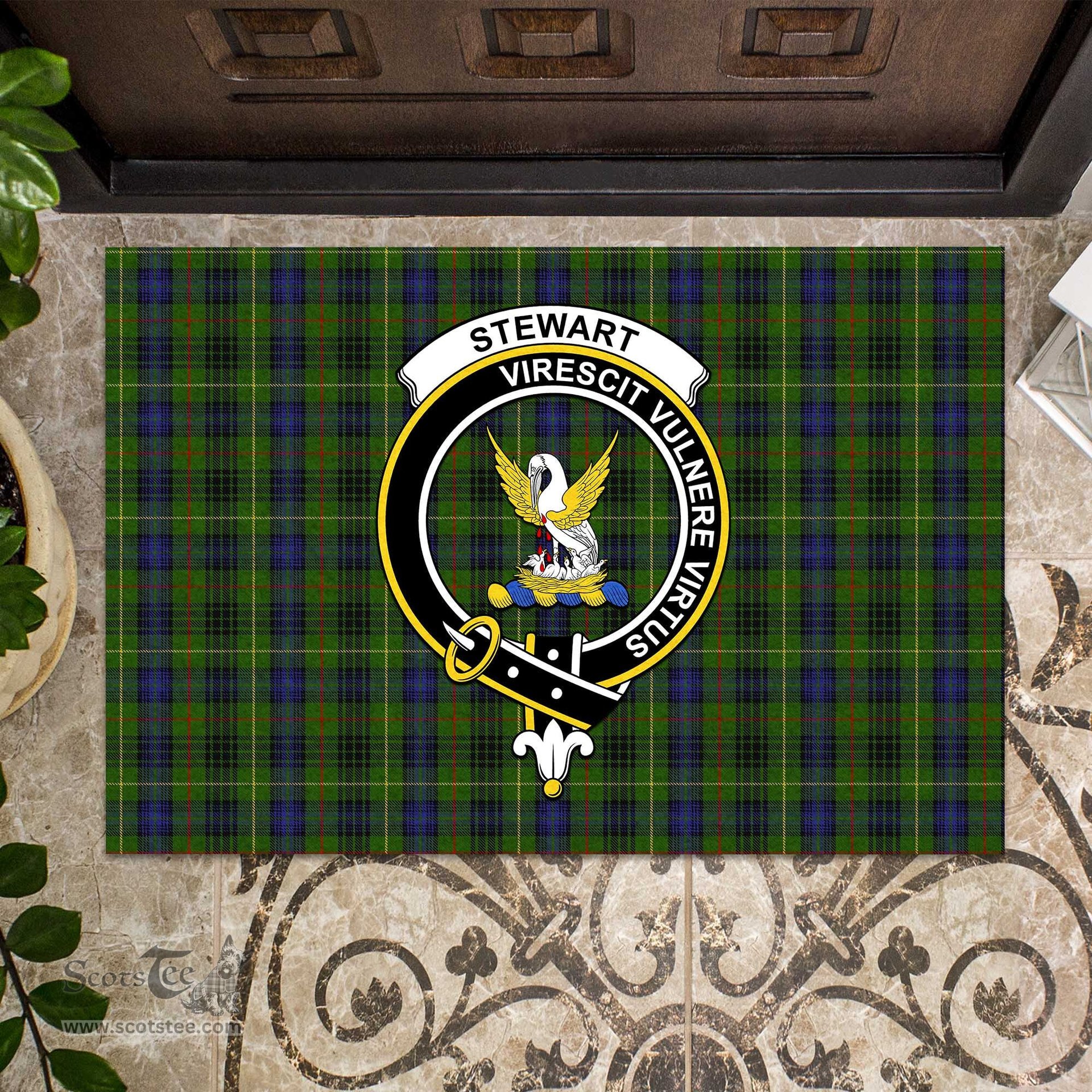 ScotsTee Shop Scottish Stewart Hunting Clan Tartan Doormat Rubber Welcome Mat