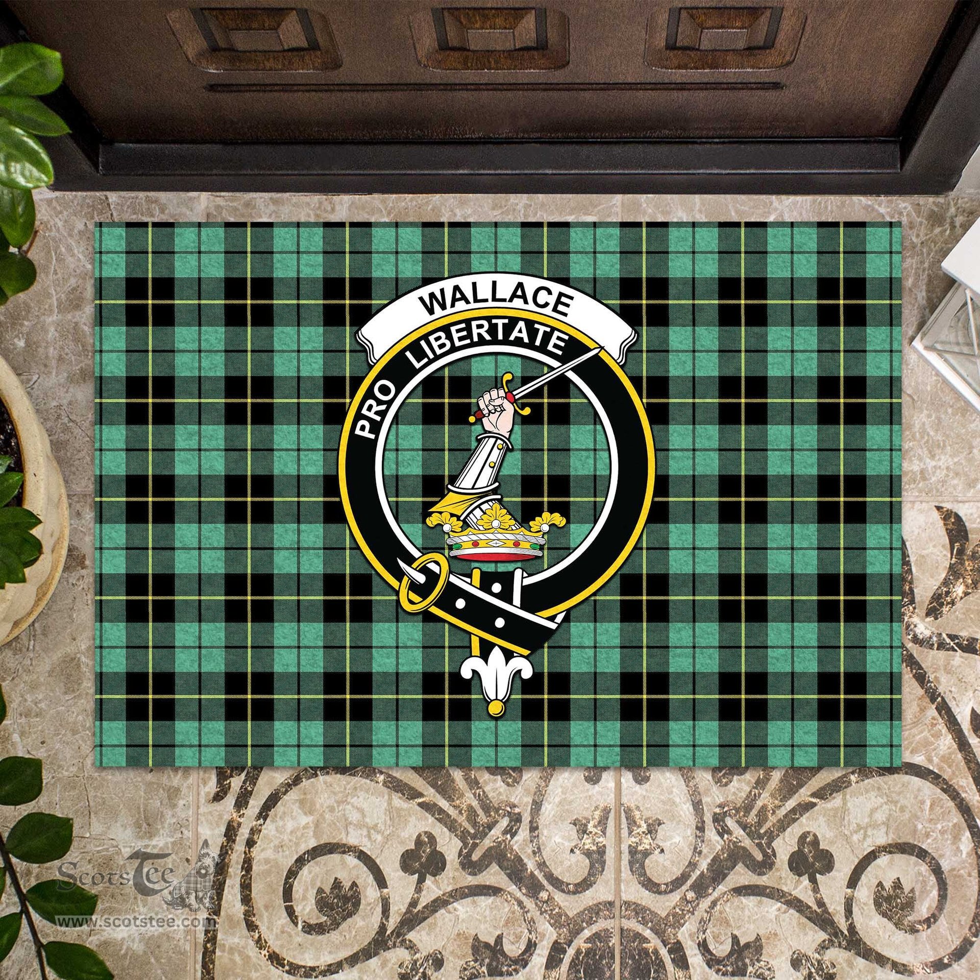 ScotsTee Shop Scottish Wallace Hunting Ancient Clan Tartan Doormat Rubber Welcome Mat