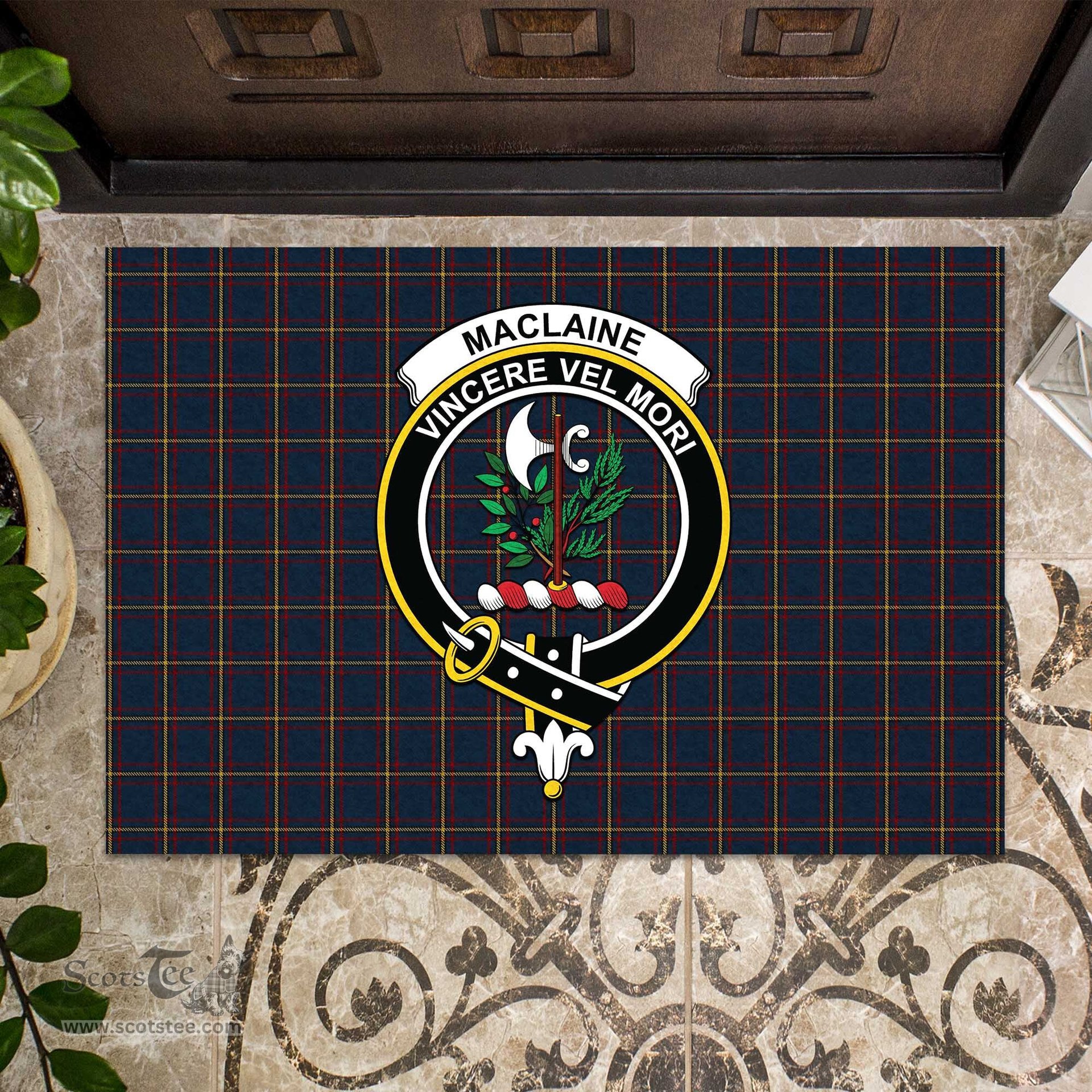 ScotsTee Shop Scottish MacLaine of Lochbuie Hunting Clan Tartan Doormat Rubber Welcome Mat