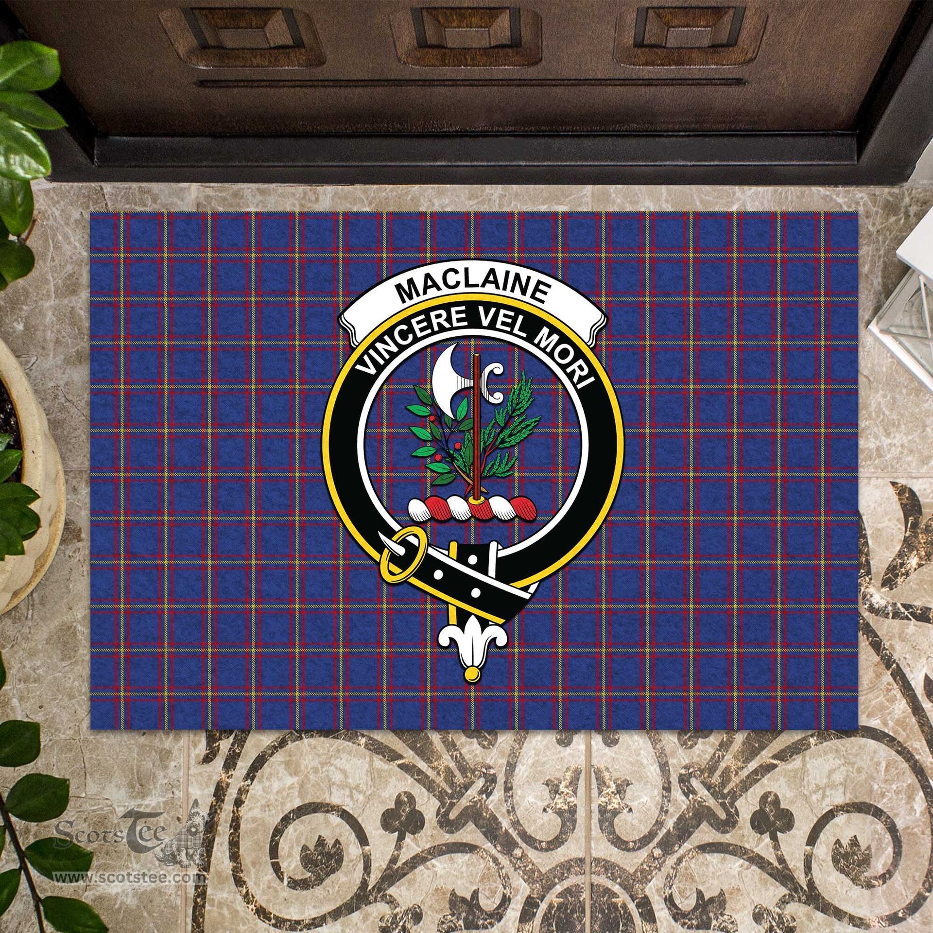 ScotsTee Shop Scottish MacLaine of Lochbuie Clan Tartan Doormat Rubber Welcome Mat