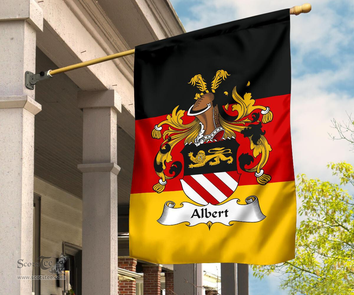 ScotsTee Shop Germans Albert Coat of Arms on Germany Flag Garden Flag/ House Flag