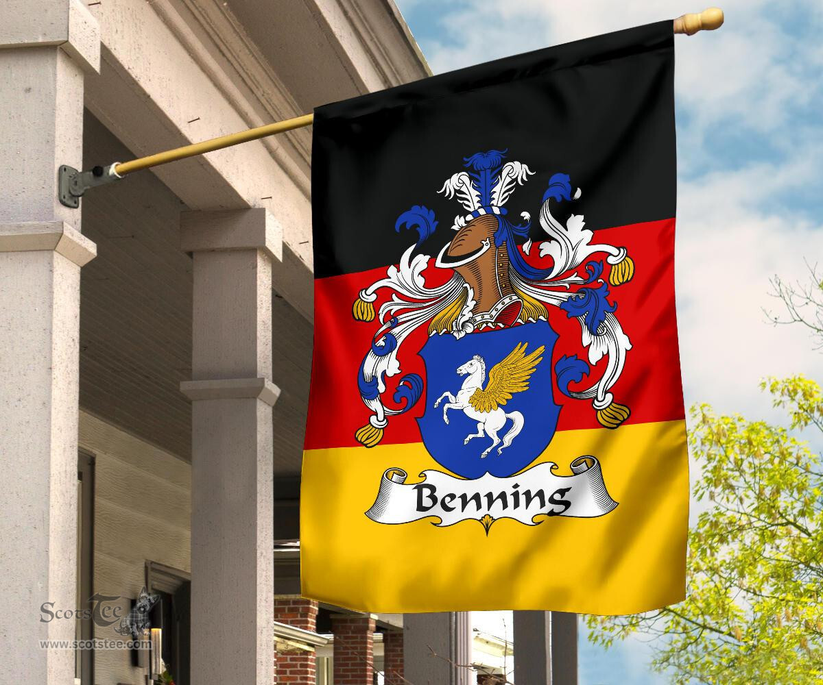 ScotsTee Shop Germans Benning Coat of Arms on Germany Flag Garden Flag/ House Flag