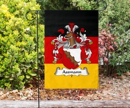 ScotsTee Shop Germans Assmann Coat of Arms on Germany Flag Garden Flag/ House Flag