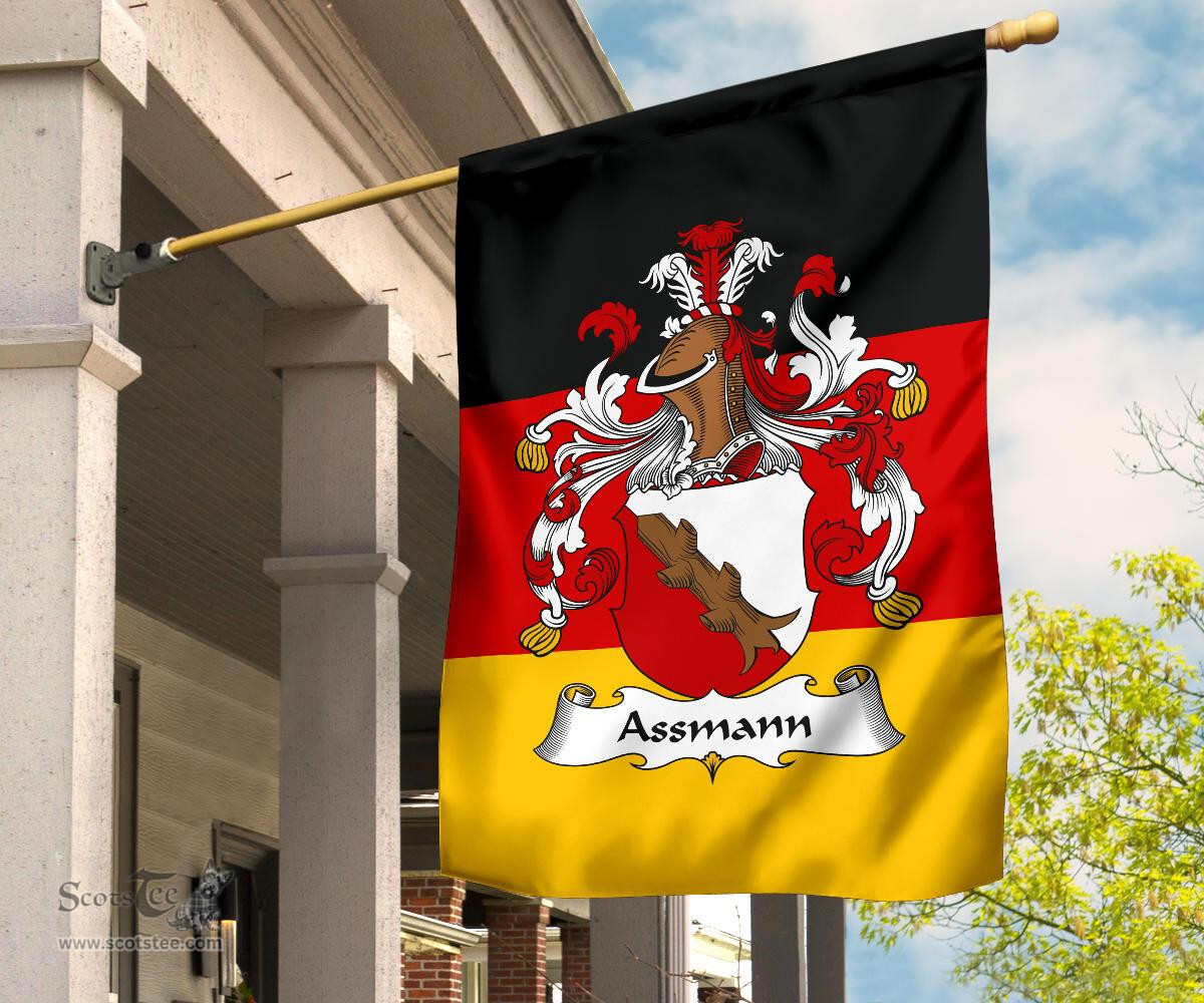 ScotsTee Shop Germans Assmann Coat of Arms on Germany Flag Garden Flag/ House Flag