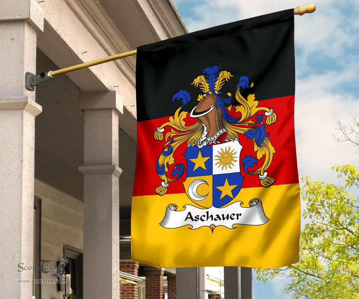 ScotsTee Shop Germans Aschauer Coat of Arms on Germany Flag Garden Flag/ House Flag