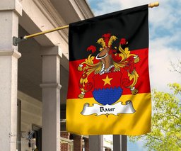 ScotsTee Shop Germans Baur Coat of Arms on Germany Flag Garden Flag/ House Flag