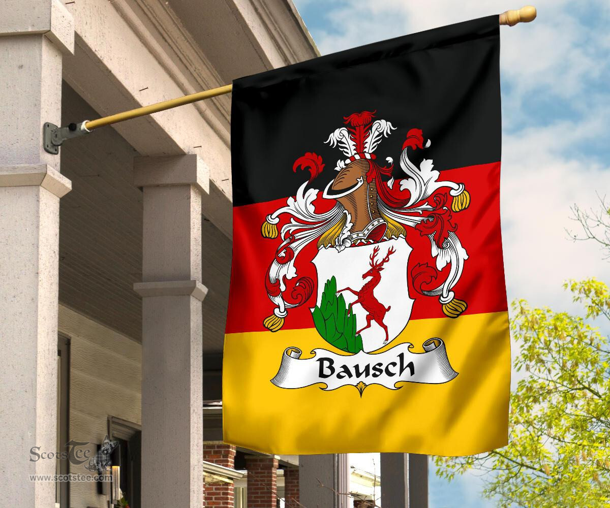 ScotsTee Shop Germans Bausch Coat of Arms on Germany Flag Garden Flag/ House Flag