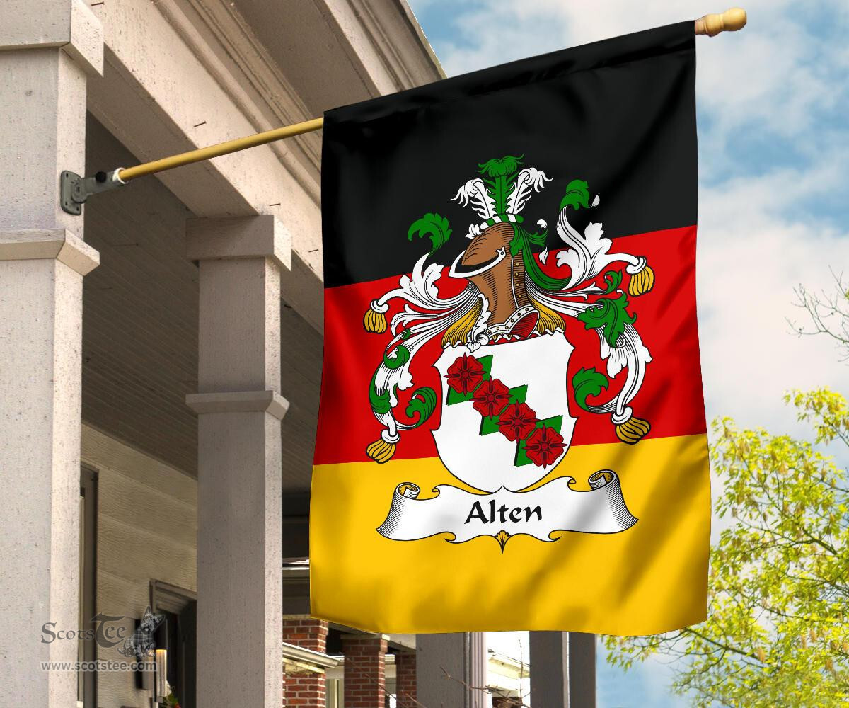 ScotsTee Shop Germans Alten Coat of Arms on Germany Flag Garden Flag/ House Flag