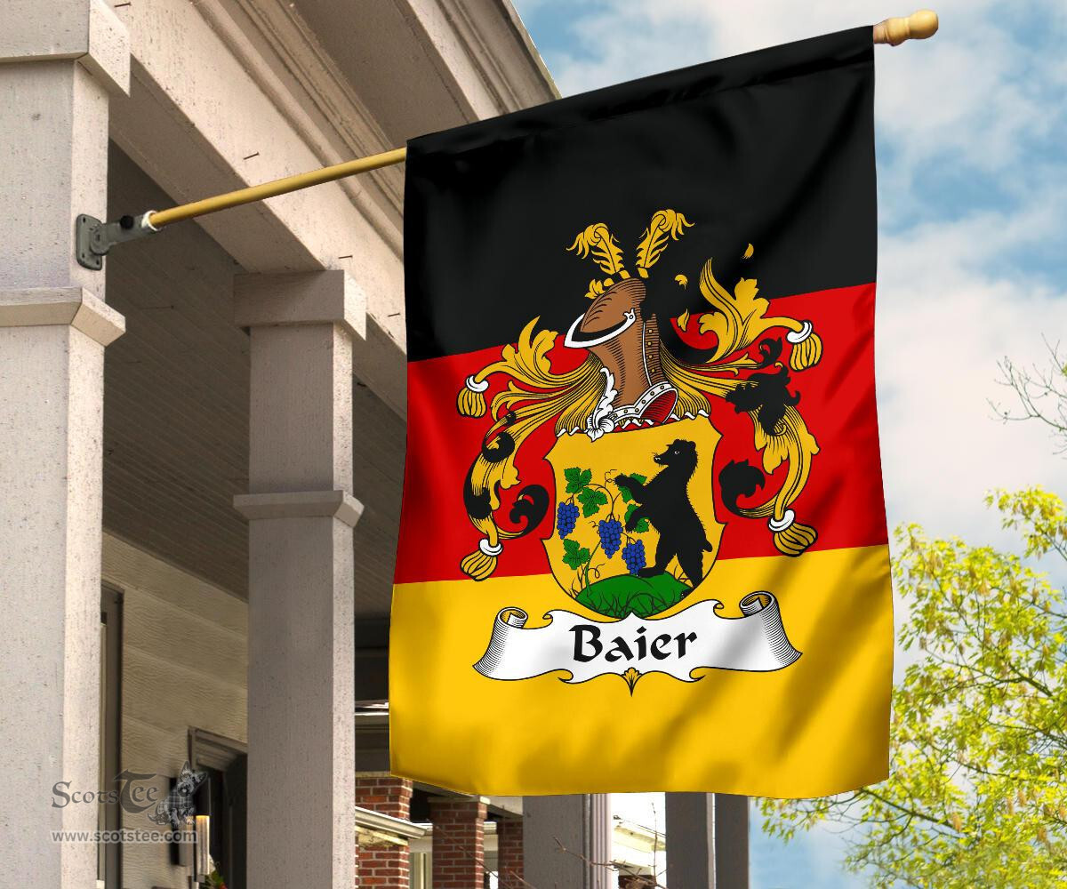 ScotsTee Shop Germans Baier Coat of Arms on Germany Flag Garden Flag/ House Flag