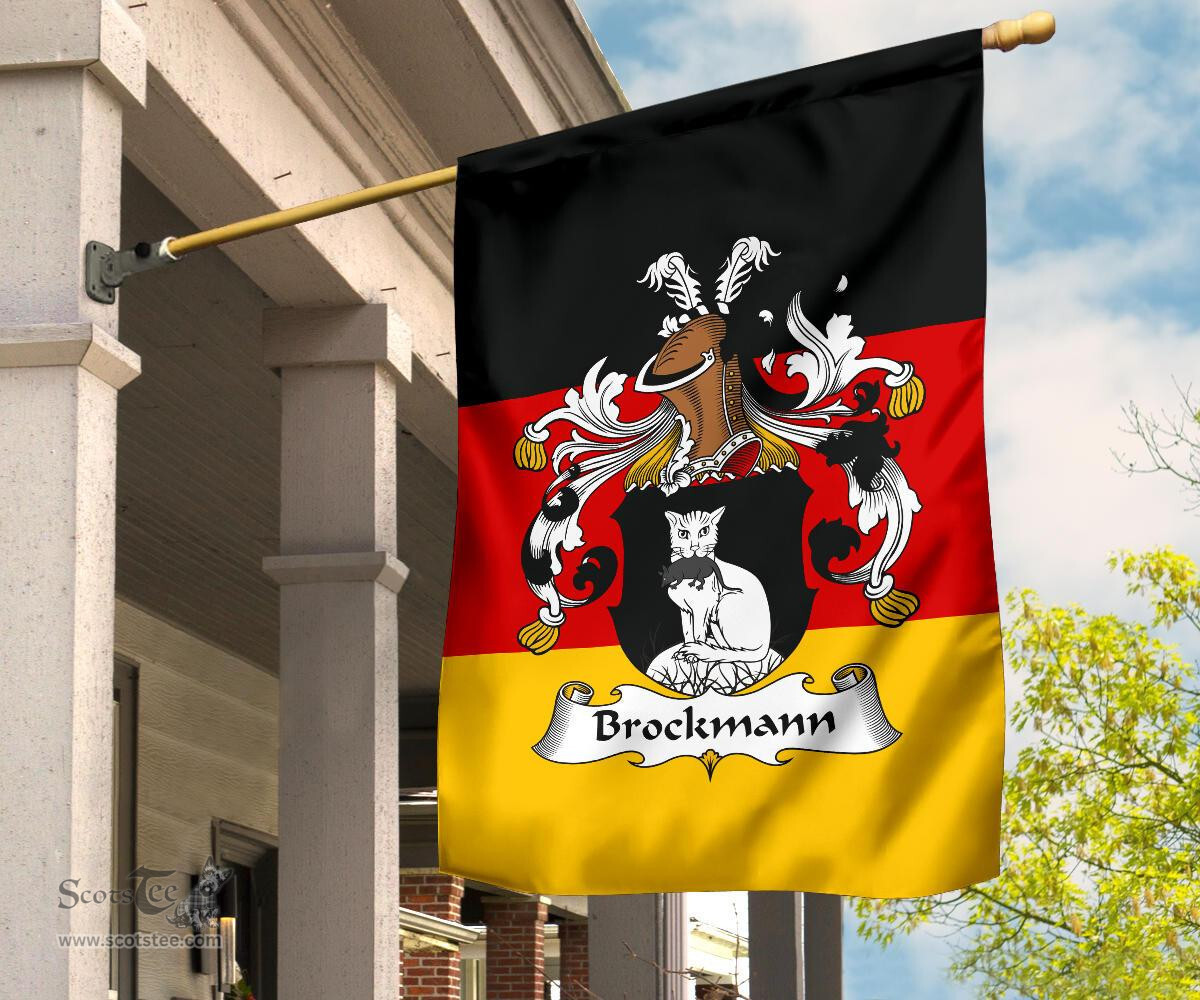 ScotsTee Shop Germans Brockmann Coat of Arms on Germany Flag Garden Flag/ House Flag