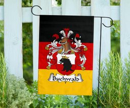 ScotsTee Shop Germans Buchwald Coat of Arms on Germany Flag Garden Flag/ House Flag