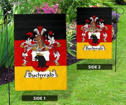 ScotsTee Shop Germans Buchwald Coat of Arms on Germany Flag Garden Flag/ House Flag