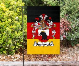 ScotsTee Shop Germans Buchwald Coat of Arms on Germany Flag Garden Flag/ House Flag