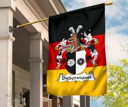 ScotsTee Shop Germans Biedermann Coat of Arms on Germany Flag Garden Flag/ House Flag