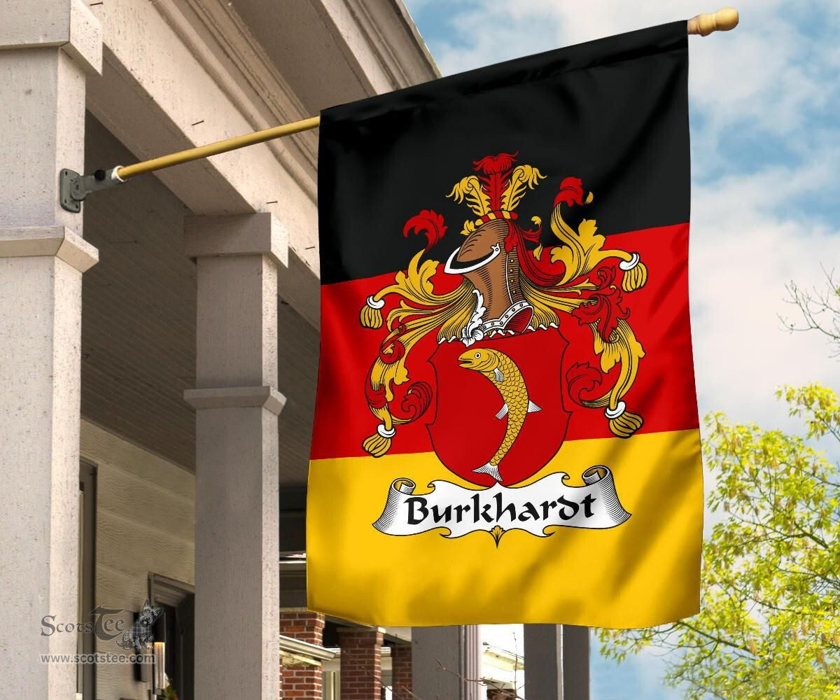 ScotsTee Shop Germans Burkhardt Coat of Arms on Germany Flag Garden Flag/ House Flag
