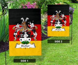 ScotsTee Shop Germans Dreher Coat of Arms on Germany Flag Garden Flag/ House Flag