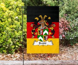 ScotsTee Shop Germans Bruhl Coat of Arms on Germany Flag Garden Flag/ House Flag