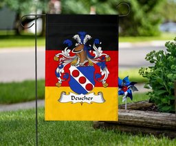 ScotsTee Shop Germans Deucher Coat of Arms on Germany Flag Garden Flag/ House Flag