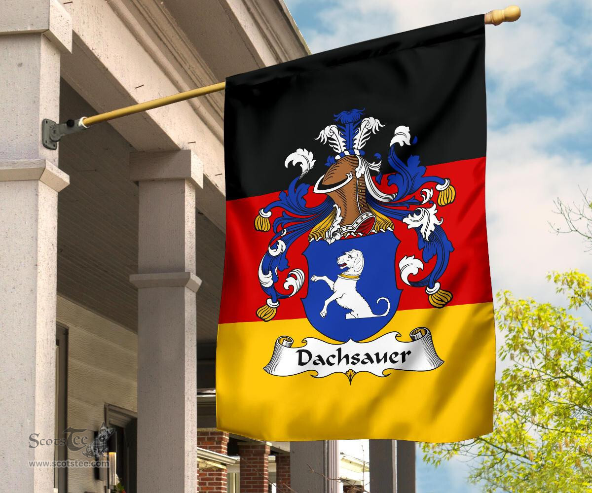 ScotsTee Shop Germans Dachsauer Coat of Arms on Germany Flag Garden Flag/ House Flag