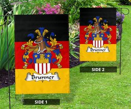 ScotsTee Shop Germans Brunner Coat of Arms on Germany Flag Garden Flag/ House Flag