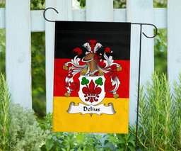 ScotsTee Shop Germans Delius Coat of Arms on Germany Flag Garden Flag/ House Flag
