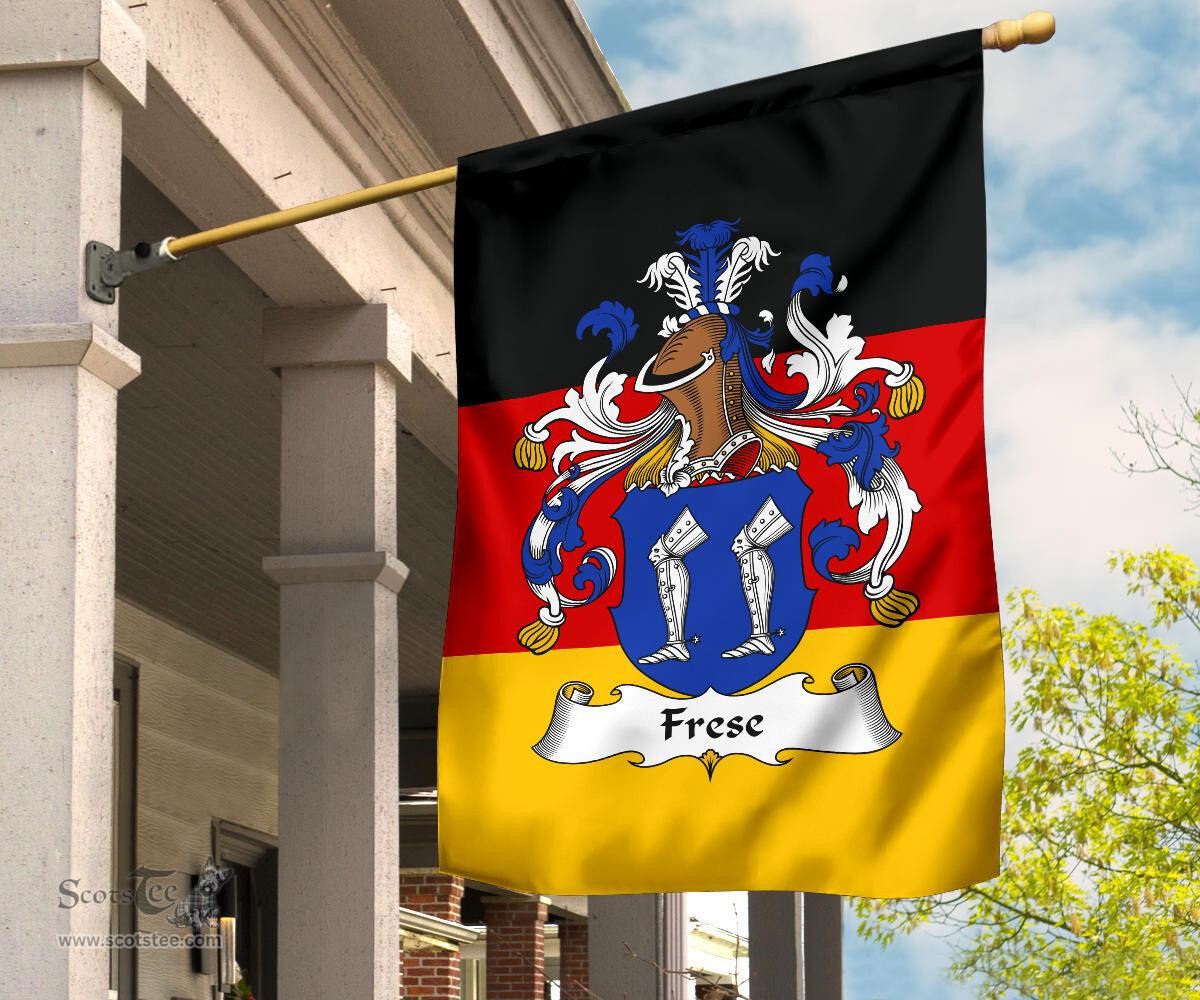 ScotsTee Shop Germans Frese Coat of Arms on Germany Flag Garden Flag/ House Flag