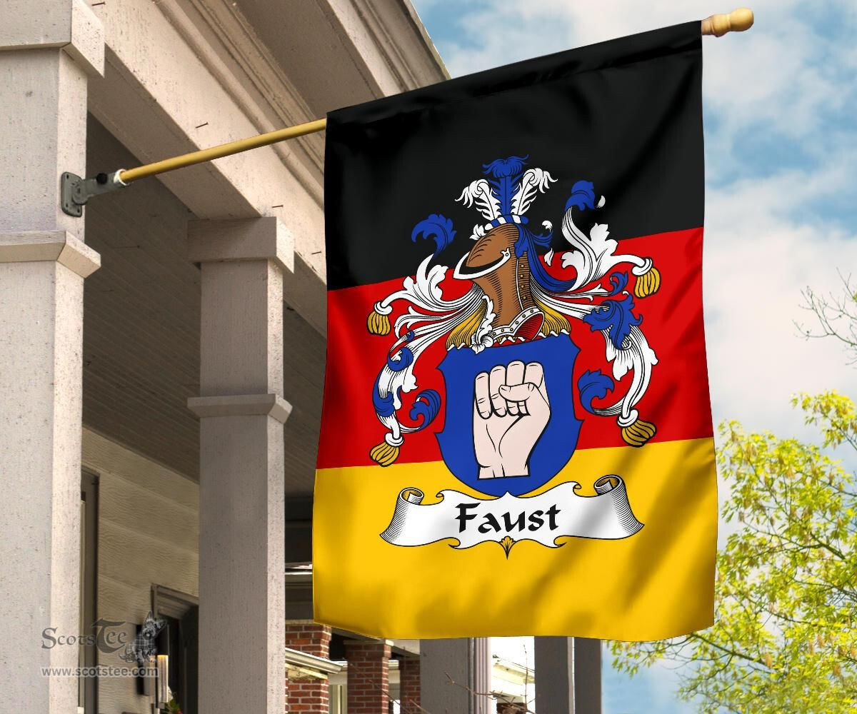 ScotsTee Shop Germans Faust Coat of Arms on Germany Flag Garden Flag/ House Flag