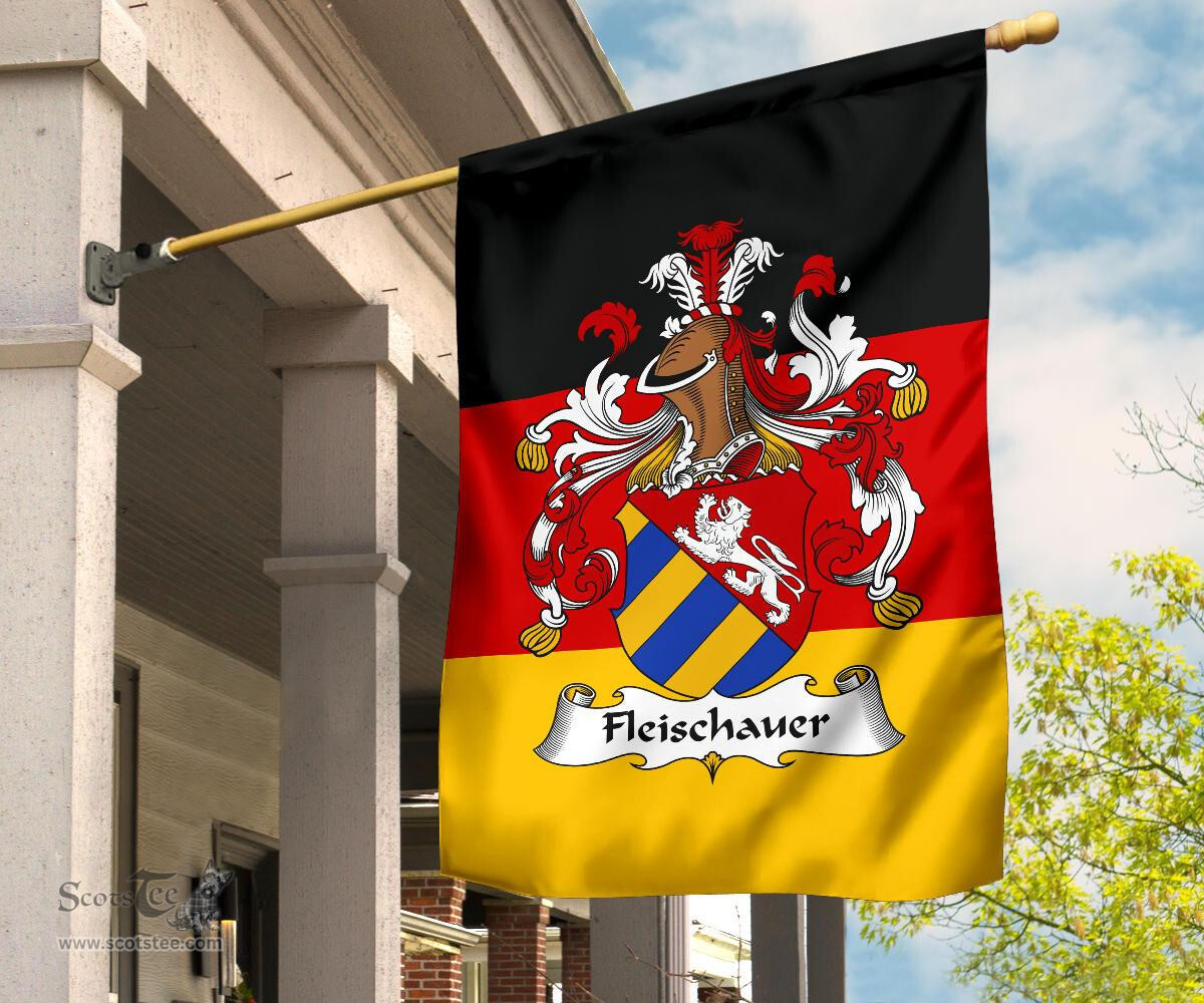 ScotsTee Shop Germans Fleischauer Coat of Arms on Germany Flag Garden Flag/ House Flag