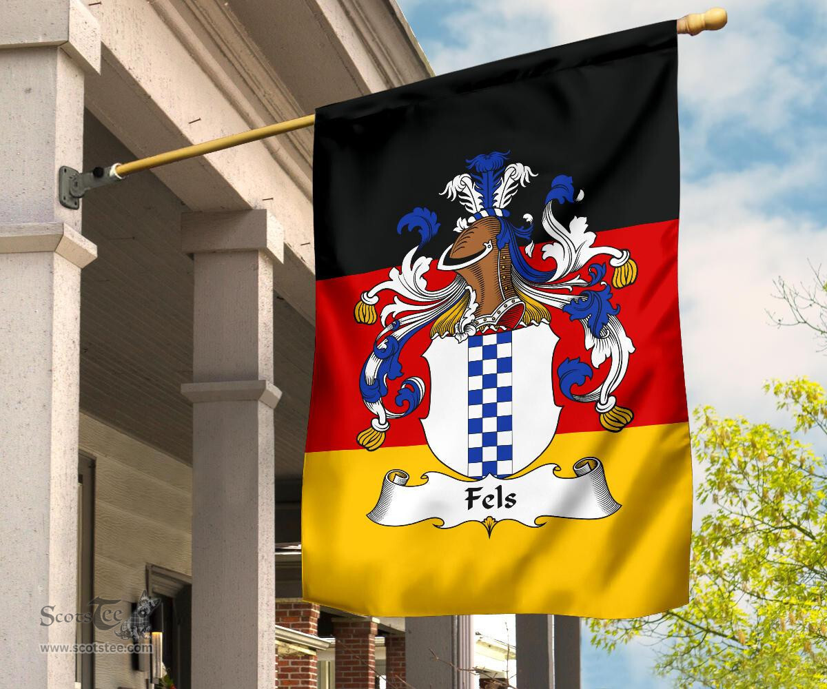ScotsTee Shop Germans Fels Coat of Arms on Germany Flag Garden Flag/ House Flag