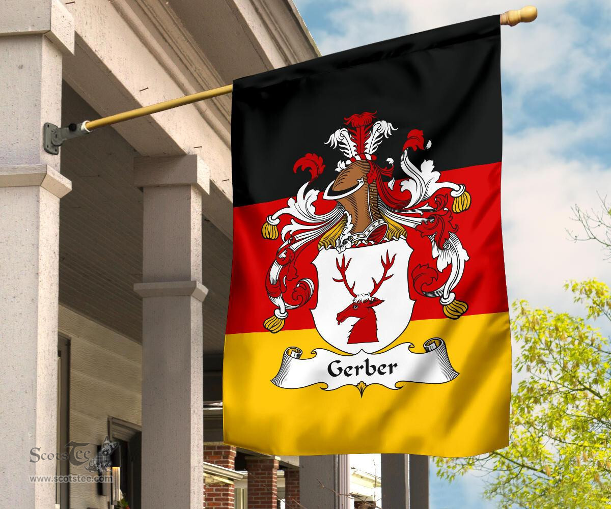 ScotsTee Shop Germans Gerber Coat of Arms on Germany Flag Garden Flag/ House Flag