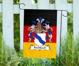 ScotsTee Shop Germans Fischbach Coat of Arms on Germany Flag Garden Flag/ House Flag