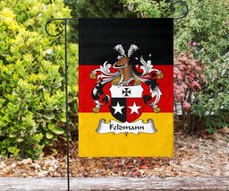ScotsTee Shop Germans Feldmann Coat of Arms on Germany Flag Garden Flag/ House Flag