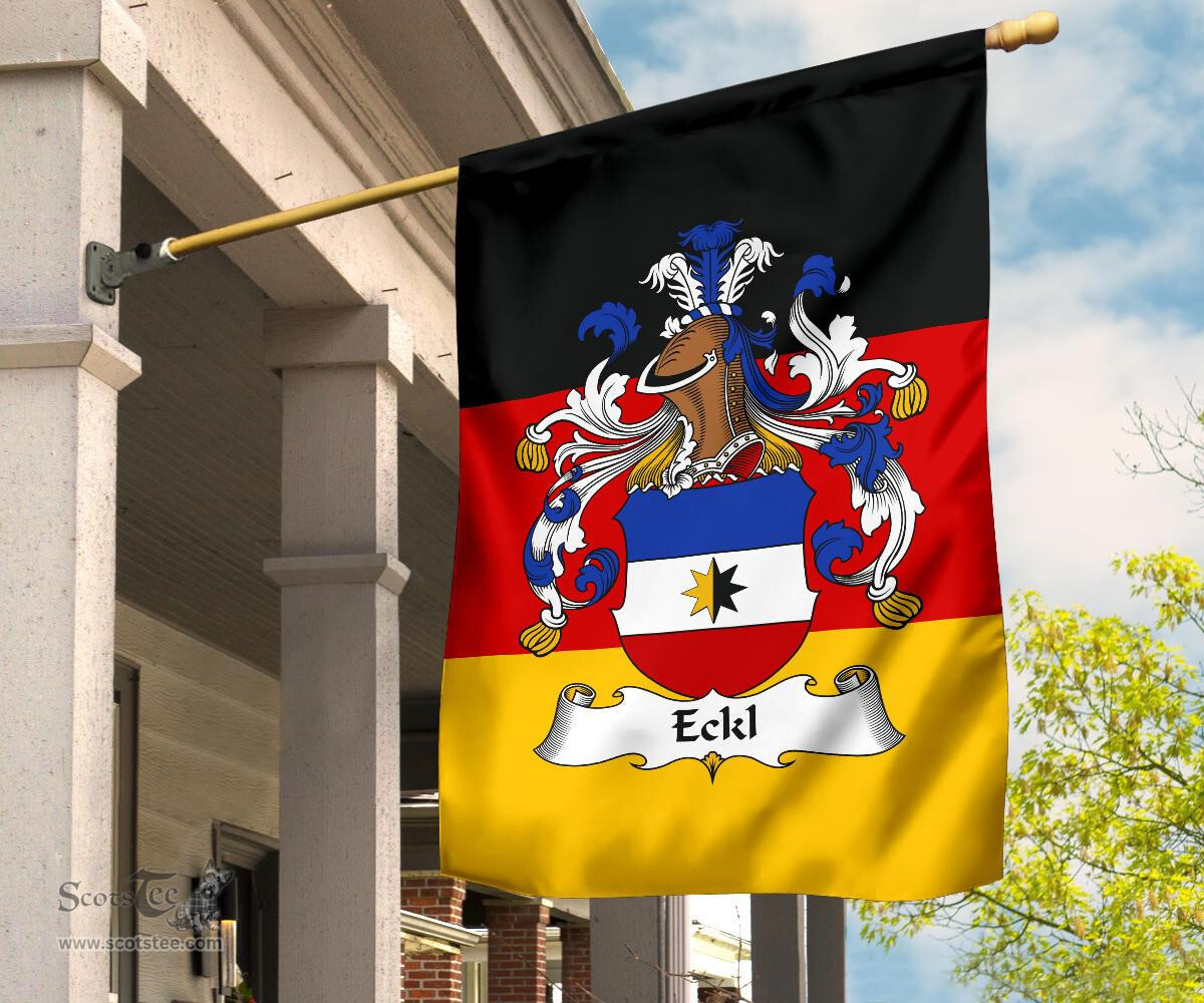 ScotsTee Shop Germans Eckl Coat of Arms on Germany Flag Garden Flag/ House Flag