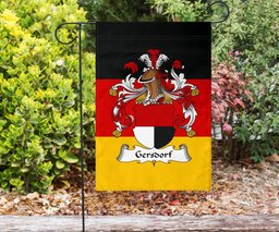 ScotsTee Shop Germans Gersdorf Coat of Arms on Germany Flag Garden Flag/ House Flag