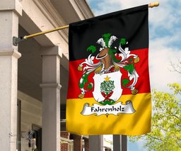 ScotsTee Shop Germans Fahrenholz Coat of Arms on Germany Flag Garden Flag/ House Flag
