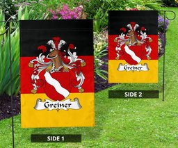 ScotsTee Shop Germans Greiner Coat of Arms on Germany Flag Garden Flag/ House Flag