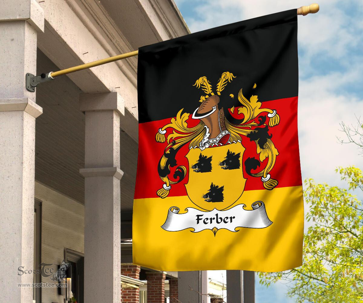 ScotsTee Shop Germans Ferber Coat of Arms on Germany Flag Garden Flag/ House Flag