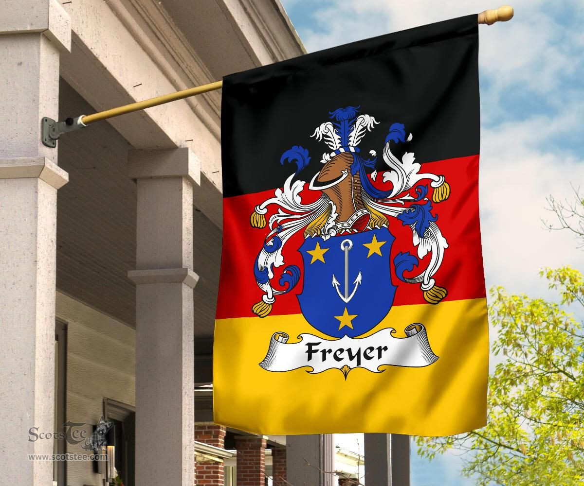 ScotsTee Shop Germans Freyer Coat of Arms on Germany Flag Garden Flag/ House Flag