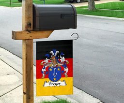 ScotsTee Shop Germans Freyer Coat of Arms on Germany Flag Garden Flag/ House Flag