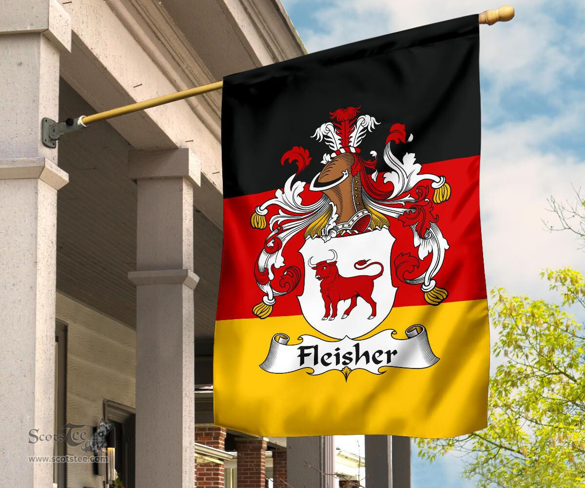 ScotsTee Shop Germans Fleisher Coat of Arms on Germany Flag Garden Flag/ House Flag