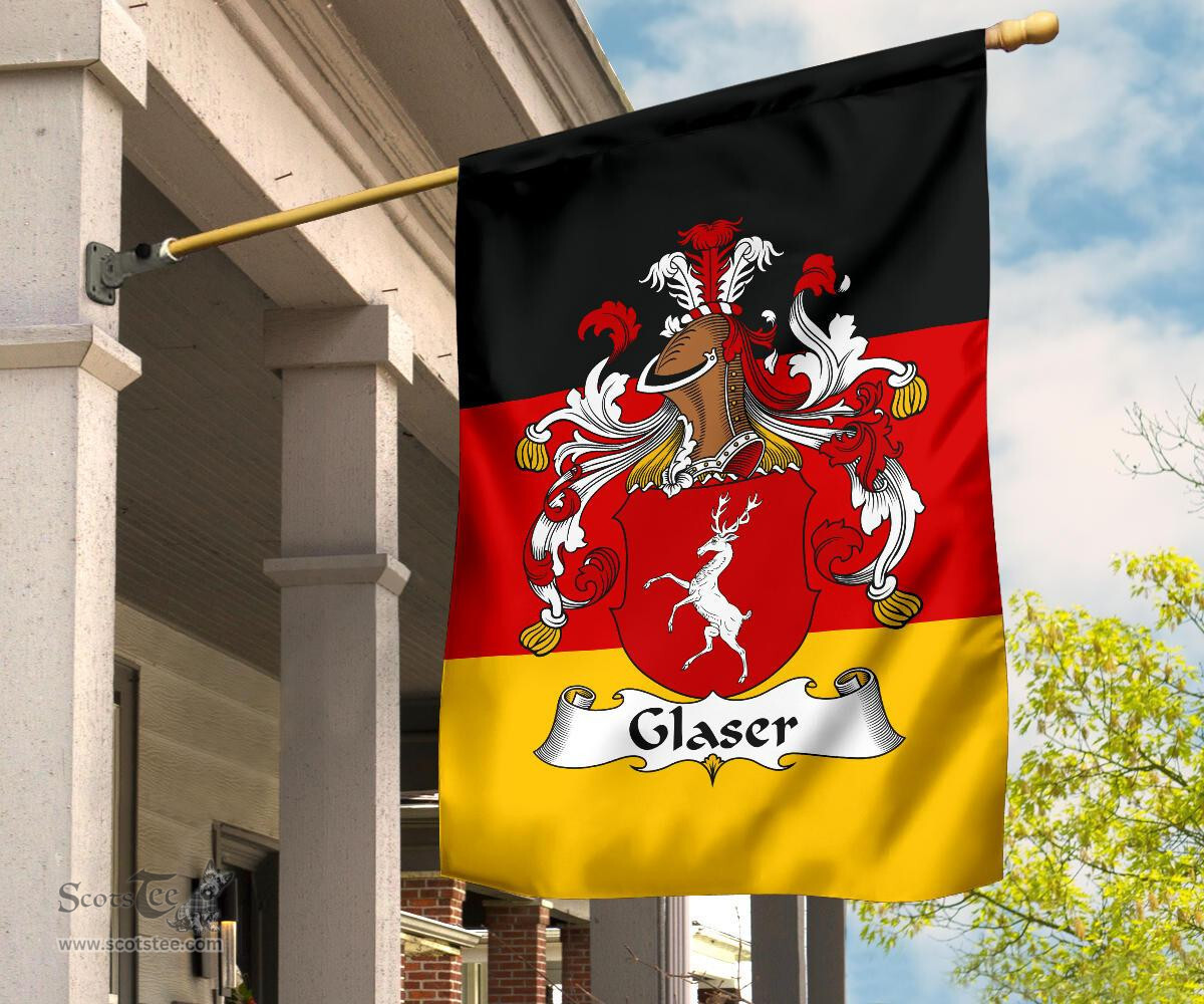 ScotsTee Shop Germans Glaser Coat of Arms on Germany Flag Garden Flag/ House Flag