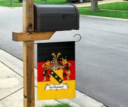 ScotsTee Shop Germans Gerhauser Coat of Arms on Germany Flag Garden Flag/ House Flag