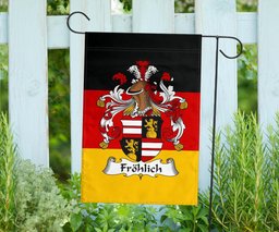 ScotsTee Shop Germans Frolich Coat of Arms on Germany Flag Garden Flag/ House Flag