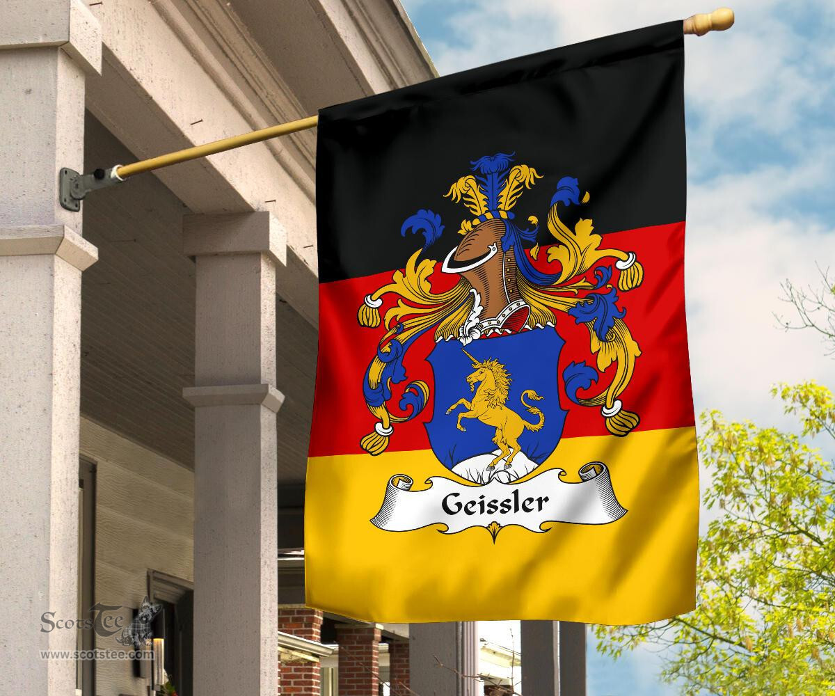 ScotsTee Shop Germans Geissler Coat of Arms on Germany Flag Garden Flag/ House Flag